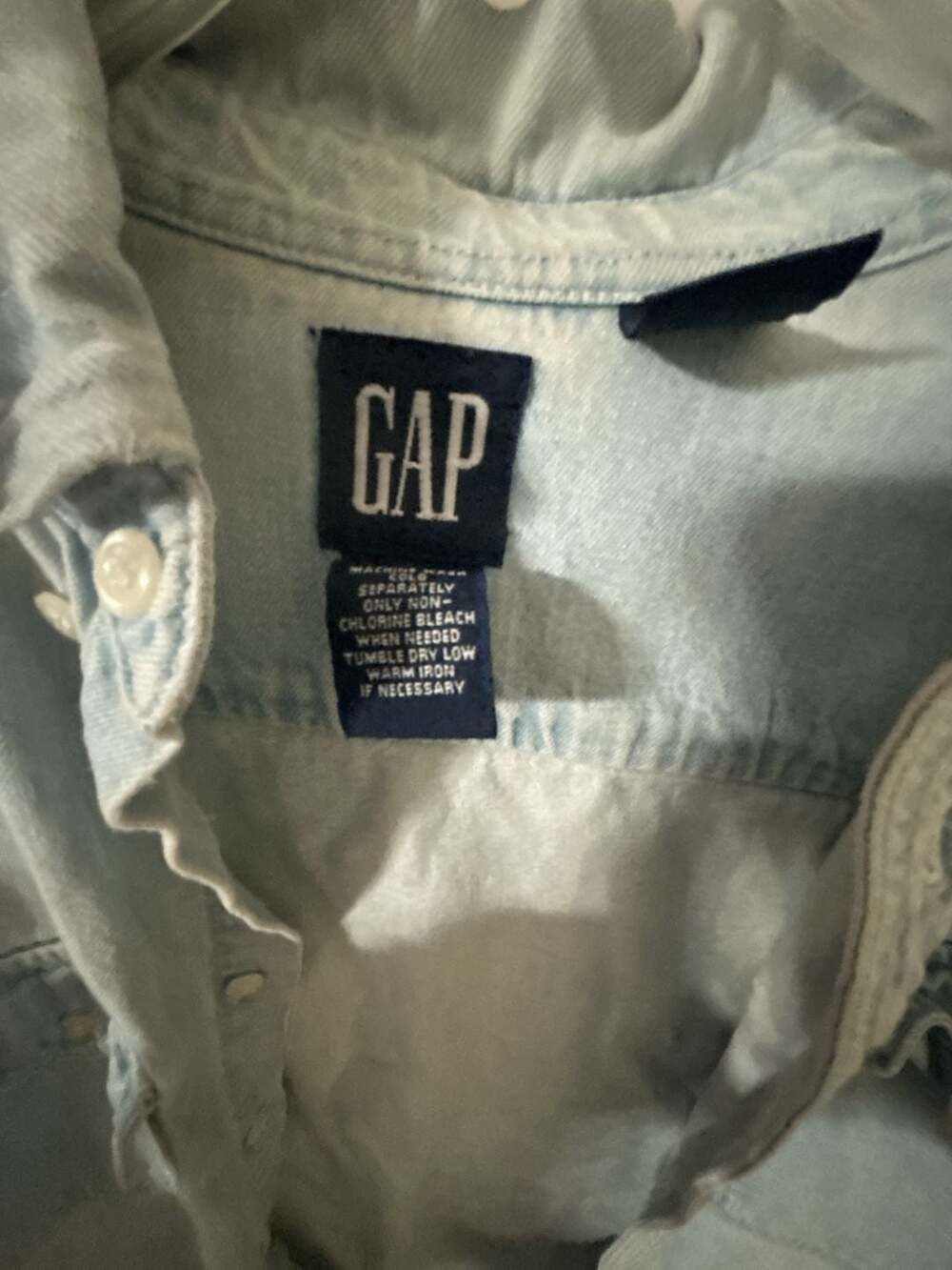 Gap Denim Shirt Size XXL Light Blue Cotton Long Sleeve Button Down looks like a